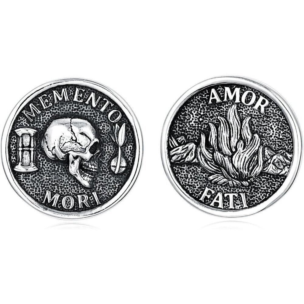 Memento Mori Stud Earrings S925 Sterling Silver Jewelry Gift for Men No Gemstone